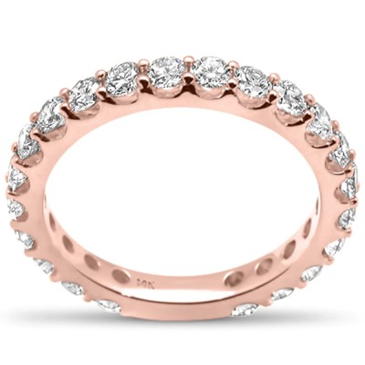 1.42ct G SI 14K Rose Gold Diamond Eternity Band Ring Size 6.5