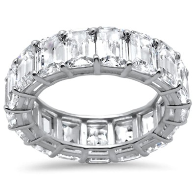 6.34ct E-F VVS GIA CERTIFIED Emerald Cut Diamonds Eternity Band Ring Size 6.5
