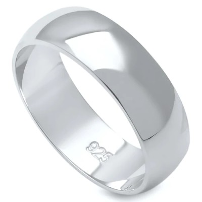6MM SOLID ROUND PLAIN .925 STERLING SILVER WEDDING BAND SIZES 5-13