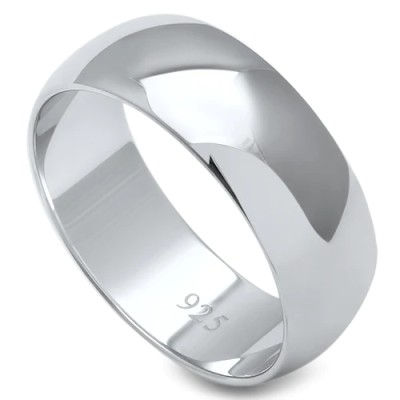 7MM SOLID ROUND PLAIN .925 STERLING SILVER WEDDING BAND SIZES 5-13