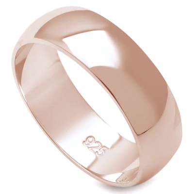 6MM SOLID PLAIN ROSE GOLD PLATED .925 STERLING SILVER WEDDING BAND SIZES 4-13 #1 SELLER