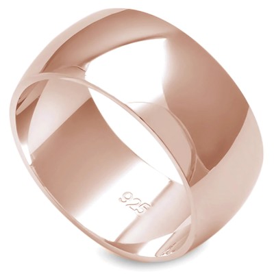 9MM SOLID ROSE GOLD PLATED ROUND PLAIN .925 STERLING SILVER WEDDING BAND SIZES 5-12