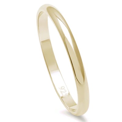 2MM PLAIN YELLOW GOLD PLATED .925 STERLING SILVER WEDDING BAND SIZES 2-12 #1 SELLER