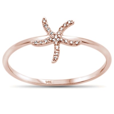 .03ct 14KT Rose Gold Trendy Starfish Diamond Ring Size 6.5