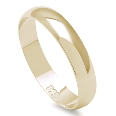 4MM SOLID PLAIN YELLOW GOLD PLATED .925 STERLING SILVER WEDDING BAND SIZES 4-12 #1 SELLER