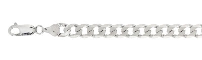 180-7MM Curb Chain .925 Solid Sterling Silver Sizes 8-32"