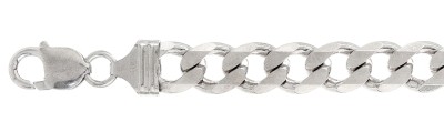 300-11MM Sterling Silver Curb Chain Made In Italy Available In 16"- 30" Inches