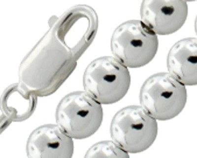 6MM Ball Bead Chain .925 Solid Sterling Silver Sizes 7-8" And 16-20"