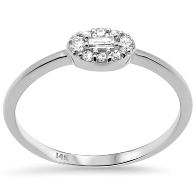 .16ct G SI 14K White Gold Diamond Oval Evil Eye Ring Band Size 6.5