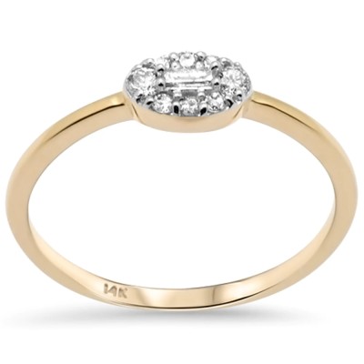 .15ct G SI 14K Yellow Gold Diamond Oval Evil Eye Ring Band Size 6.5