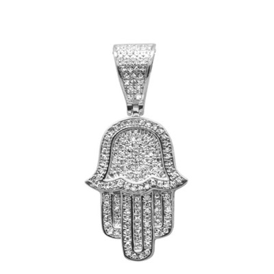 .27ct G SI 14K White Gold Hand Of Hamsa Diamond Pendant