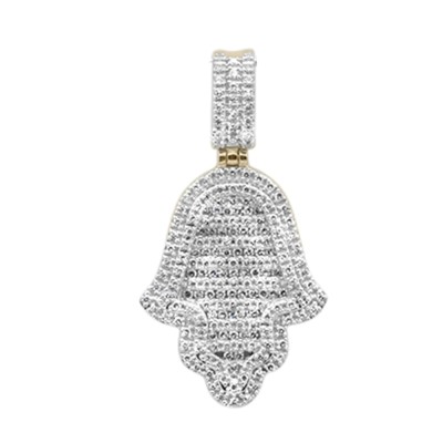 .30ct G SI 10K Yellow Gold Diamond Hand Of Hamsa Pendant