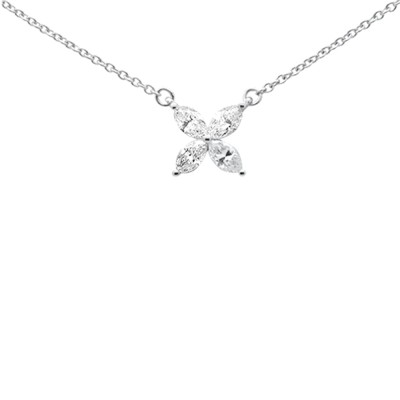 .39ct G SI 14K White Gold Diamond Marquee Shaped Butterfly Pendant Necklace 18"