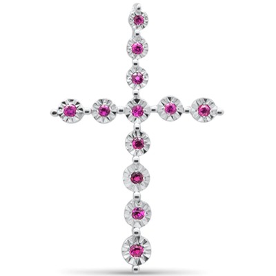 .14ct G SI 14K Yellow Gold Ruby Gemstone Cross Charm Pendant
