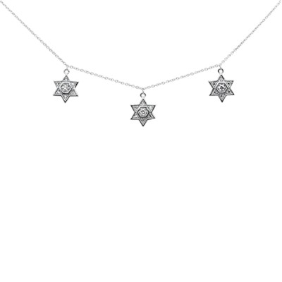.20ct G SI 14K White Gold Diamond Star Of David Pendant Necklace 16+2" Ext
