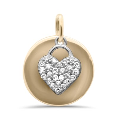 .22ct G SI 14K Two ToneDiamond Round & Heart Shaped Pendant