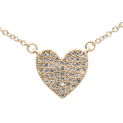 .10ct G SI 14K Yellow Gold Diamond Heart Pendant Necklace 18" Long
