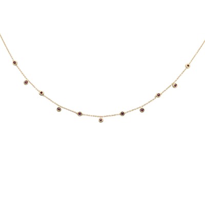 .32ct 14K Yellow Gold Ruby Gemstones Pendant Necklace 18+2"Ext Chain