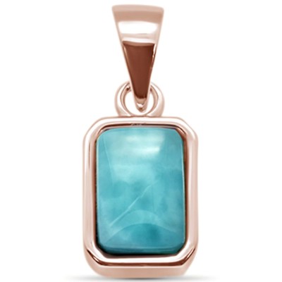 Rose Gold Plated Natural Larimar .925 Sterling Silver Pendant
