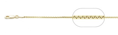 026-1.4MM Yellow Gold Box Plated Chain .925 Solid Sterling Silver Sizes 16-20"