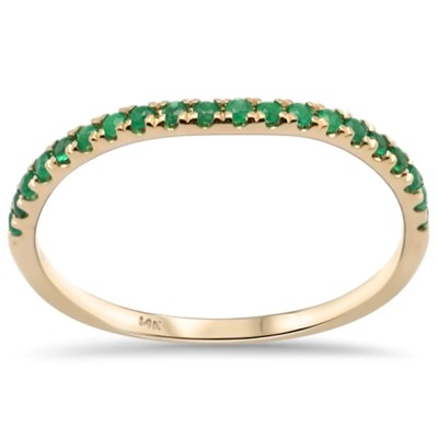 .14ct G SI 14K Yellow Gold Emerald Gemstone Stackable Ring Band