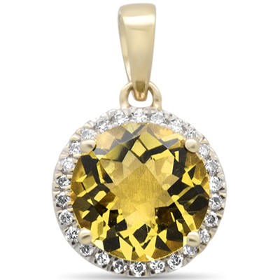 1.91ct G SI 14K Yellow Gold Diamond & Round Olive Gemstone Pendant Product Code: DPD-4870-2