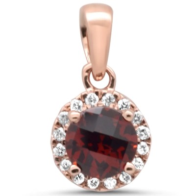 .66ct G SI 14K Rose Gold Diamond & Round Garnet Gemstone Pendant