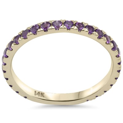 .59ct G SI 14K Yellow Gold Women's Natural Amethyst Gemstone Ring Stacklable Band Size 7