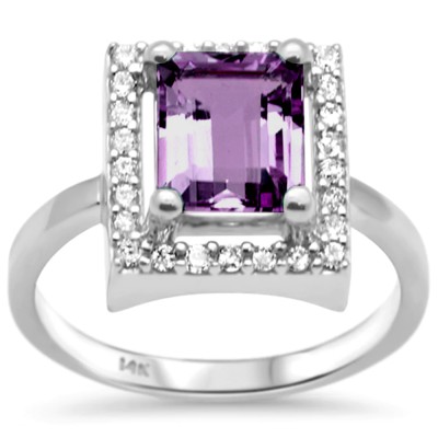 2.34ct G SI 14K White Gold Amethyst Gemstone & Diamond Ring Size 6.5