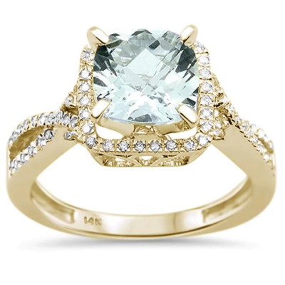 2.18ct 14K Yellow Gold Natural Green Amethyst & Diamond Ring Size 6.5