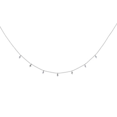 .03ct G SI 14K White Gold Blue Sapphire Gemstones Pendant Necklace 18"