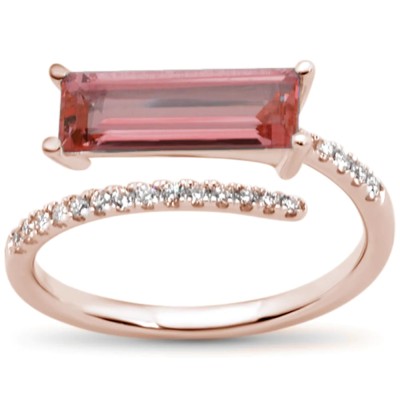 2.14cts 14k Natural Garnet Wrap Around Rose Gold Diamond Ring Size 6.5