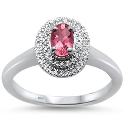 .52cts 10k White Gold Oval Pink Tourmaline & Diamond Ring Size 6.5