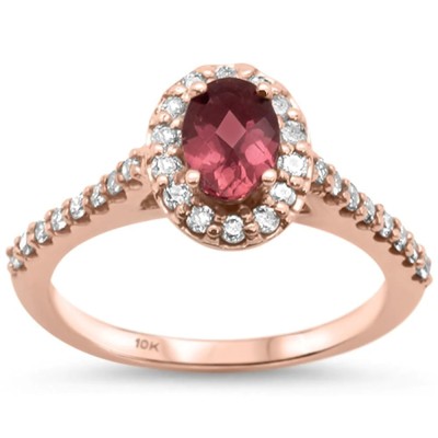 1.14cts 10k Rose Gold Pink Tourmaline & Diamond Halo Ring