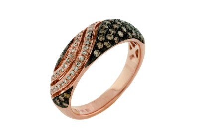 0.45cts Chocolate Diamond & 0.11cts White Diamonds 14k Rose Gold Ring