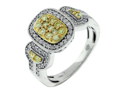 0.40cts Yellow Diamond & 0.38cts White Diamonds 14k White Gold Ring