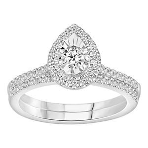 LADIES BRIDAL RING SET 5/8 CT ROUND DIAMOND 14K WHITE GOLD