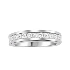 LADIES BAND 3/4 CT PRINCESS 14K WHITE GOLD