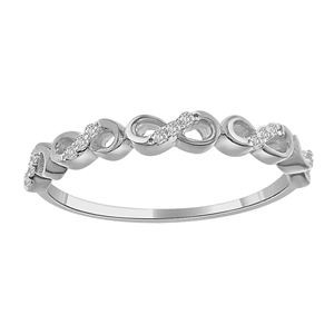 LADIES STACKABLE BAND 1/20 CT ROUND DIAMOND 14K WHITE GOLD