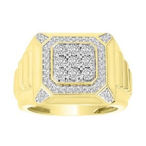 MEN'S RING 1/2 CT ROUND DIAMOND 10K YELLOW GOLD