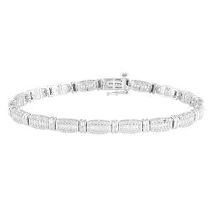LADIES BRACELETS 1 CT ROUND/BAGUETTE DIAMOND 10K WHITE GOLD